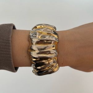 Gold and Silver bangle cuff bracelet